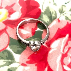 Silver Heart Ring with Clear Gemstone